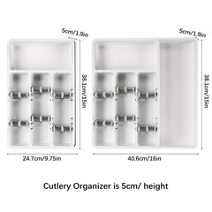 Expandable Bamboo Cutlery Drawer Organizer Tray