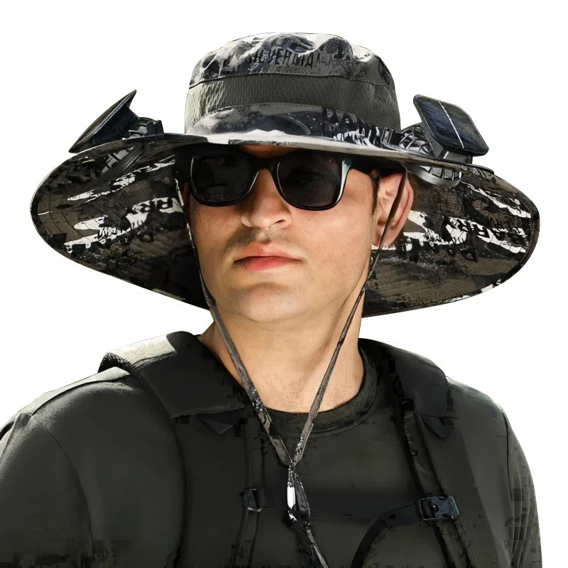 Solar 2 Fans Wide Brim Sun Hat New HomeGoods