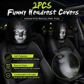Funny Cartoon Car Headrest Covers – Universal Fit (2 Pack)