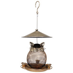 Mangeoire à oiseaux en métal en forme de chat, anti-écureuil