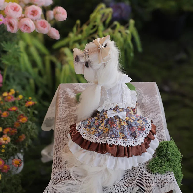 Cat and dog clothes lolita floral dress New Home Goods