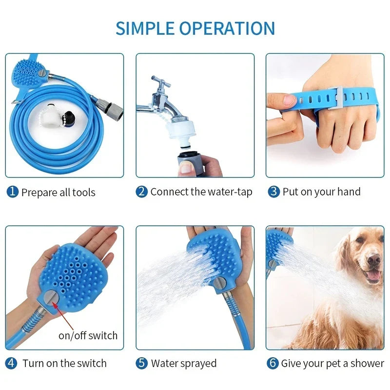 2-in-1 Pet Bathing Tool Shower Sprayer Scrubber