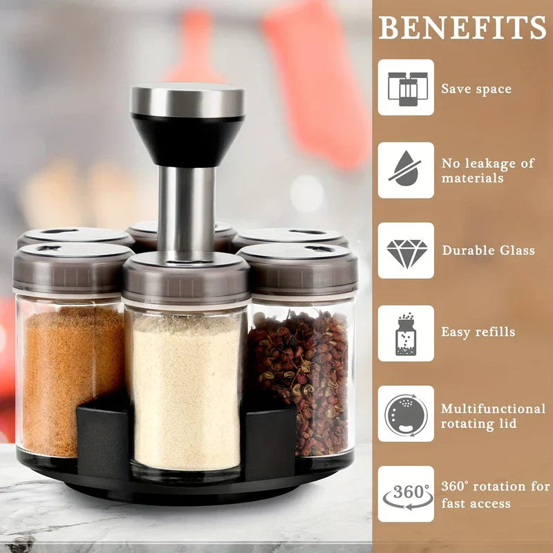 2-in-1 Rotating Spice Rack Organizer