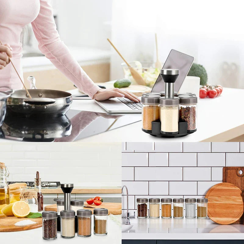 2-in-1 Rotating Spice Rack Organizer