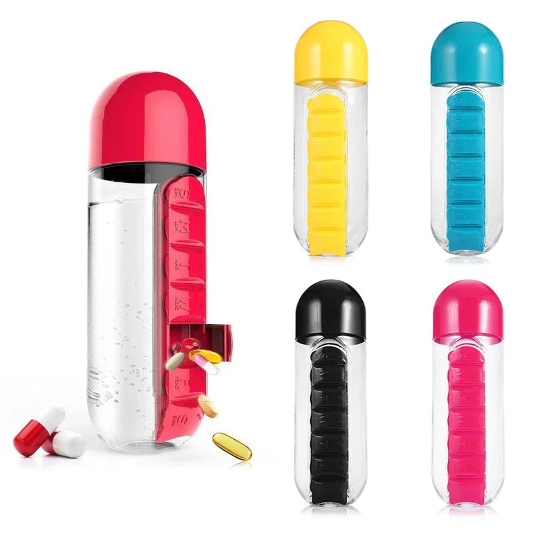2-in-1 Water Bottle with Pill Organizer