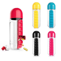 2-in-1 Water Bottle with Pill Organizer