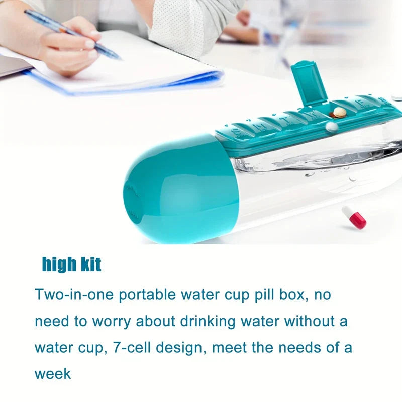 2-in-1 Water Bottle with Pill Organizer