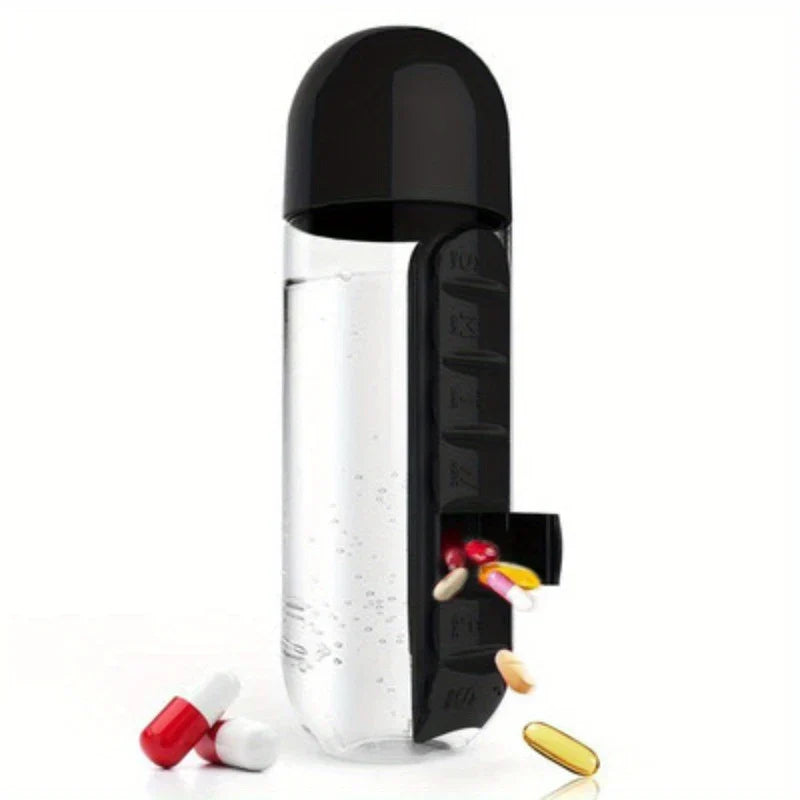 2-in-1 Water Bottle with Pill Organizer