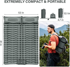 Doppelte Camping-Schlafmatte – 4" ultra-dickes Fußpumpen-Design