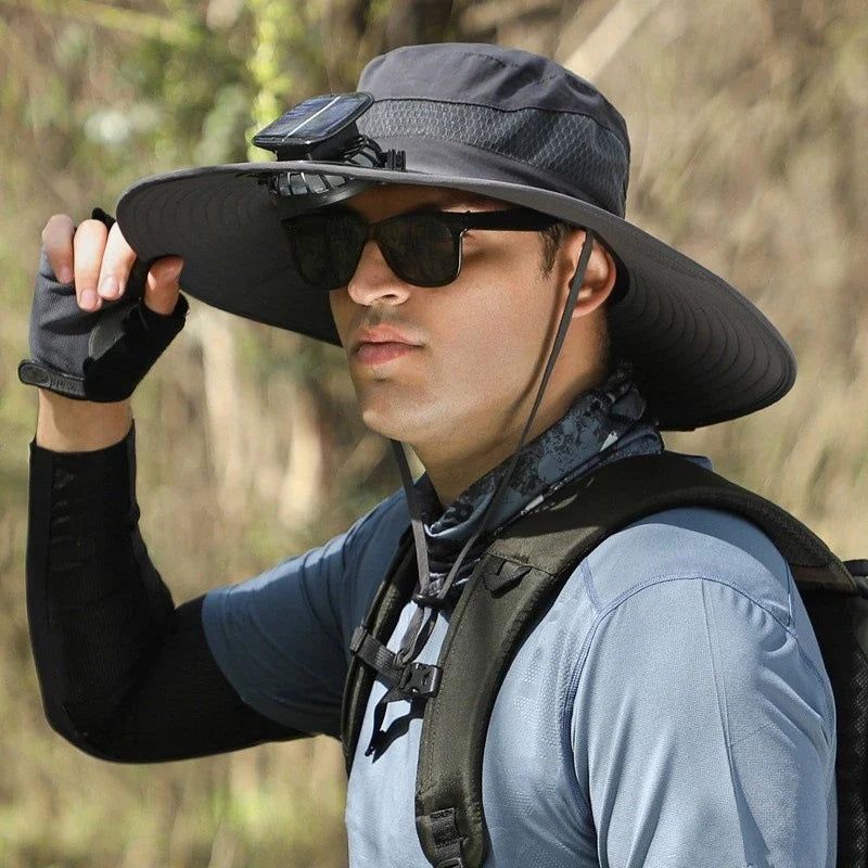 Solar 2 Fans Wide Brim Sun Hat New HomeGoods