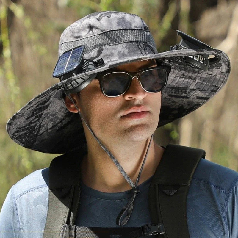 Solar 2 Fans Wide Brim Sun Hat New HomeGoods