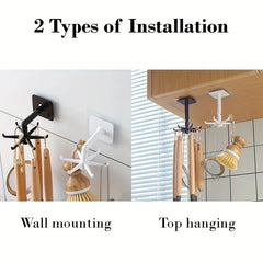 360 Rotating Adhesive Utensil Holder Hooks