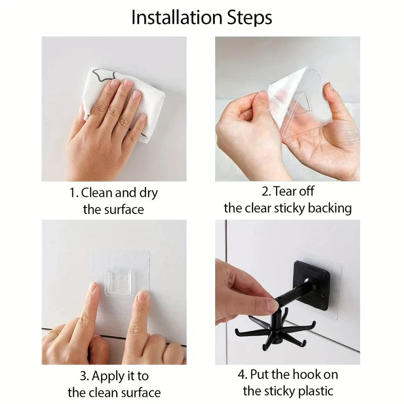 360 Rotating Adhesive Utensil Holder Hooks