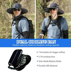 Solar 2 Fans Wide Brim Sun Hat New HomeGoods