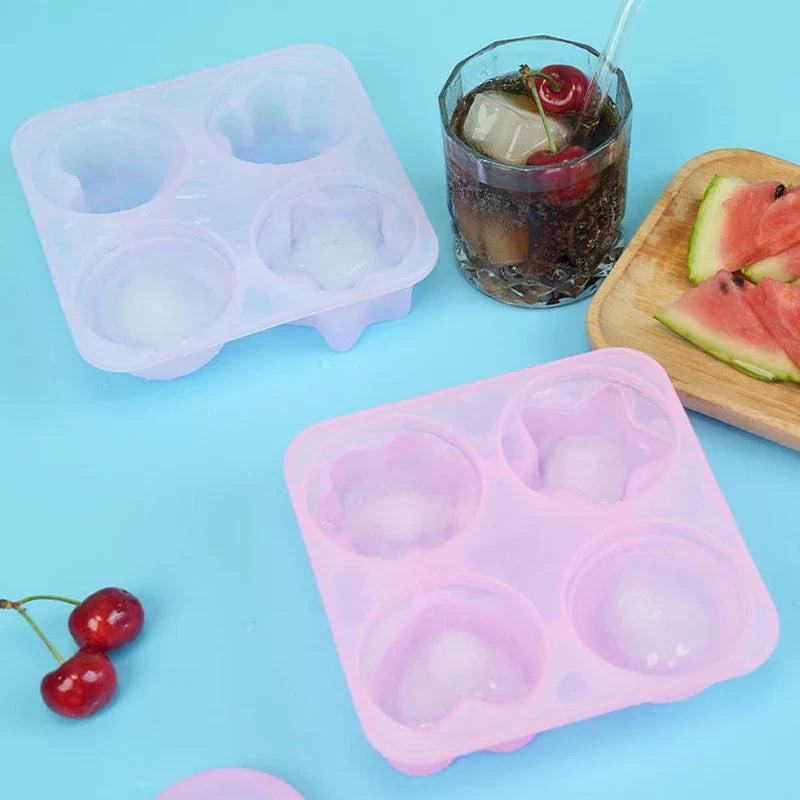 4-Cavity Square Silicone Ice Cube Tray Mold