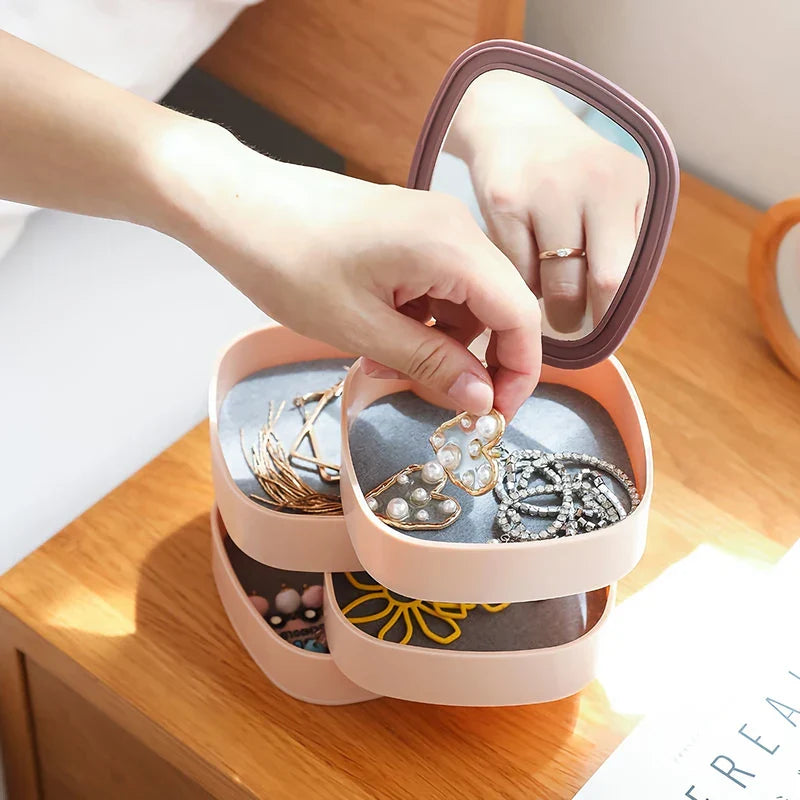 4-Layer Rotating Jewelry Organizer Box Tower