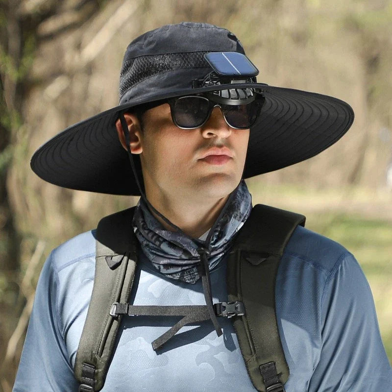 Solar 2 Fans Wide Brim Sun Hat New HomeGoods
