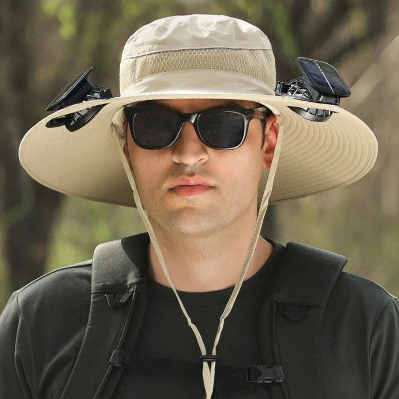 Solar 2 Fans Wide Brim Sun Hat New HomeGoods