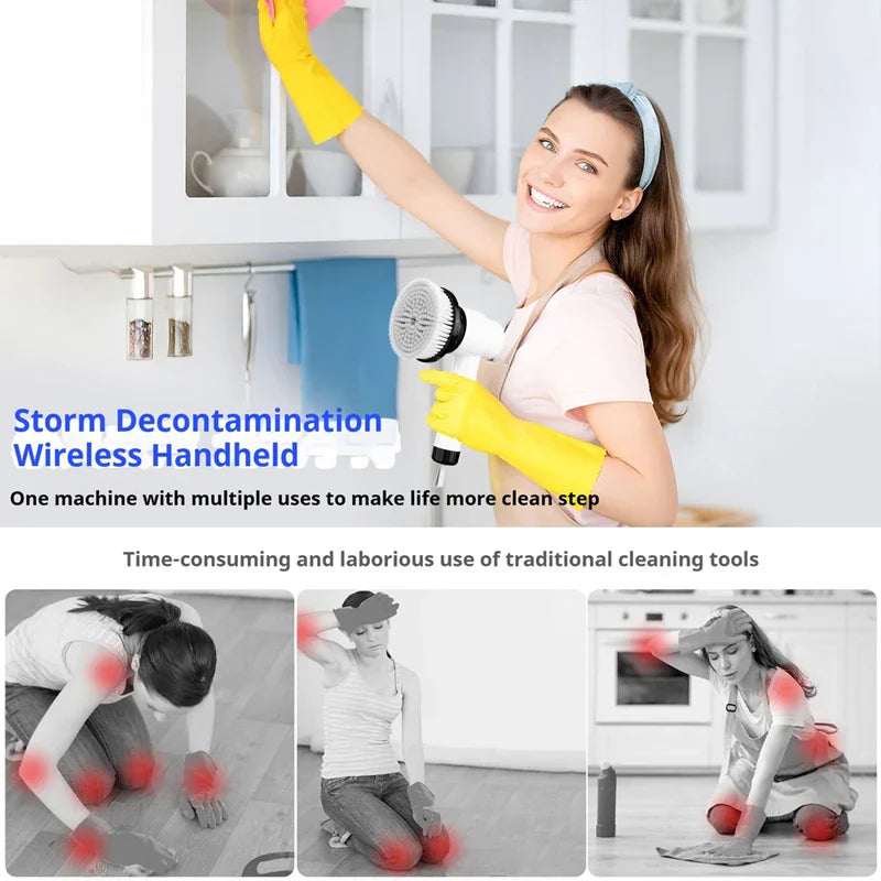 6-In-1 Electric Spin Scrubber Cleaning Brush Set