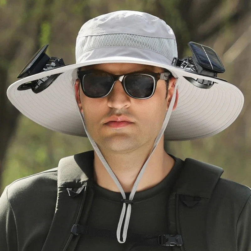 Solar 2 Fans Wide Brim Sun Hat New HomeGoods