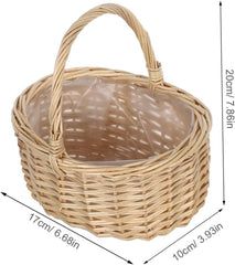 Woven rattan basket 20cm tall × 17cm long × 10cm wide with clear liner
