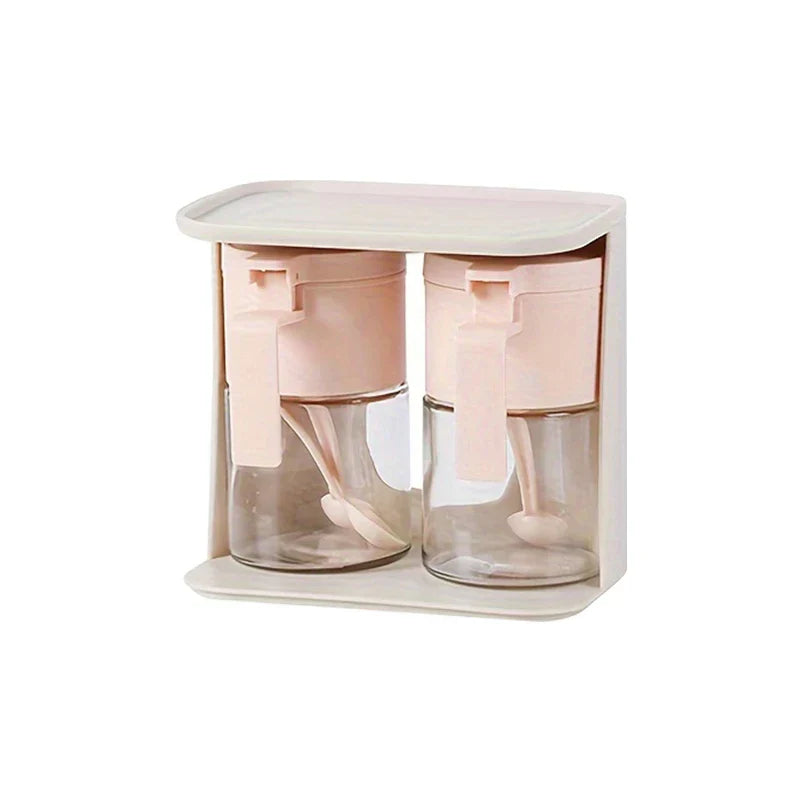 Airtight Glass Spice Jar With Spoon Lid Seal