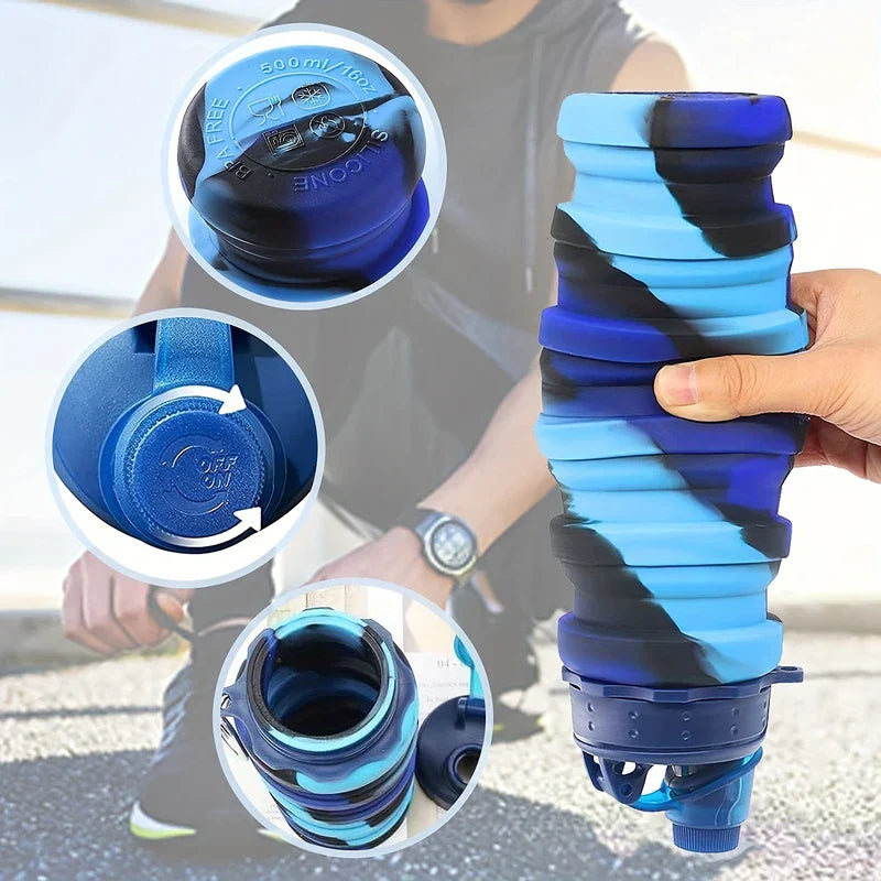 Collapsible Silicone Water Bottle 500ml BPA Free
