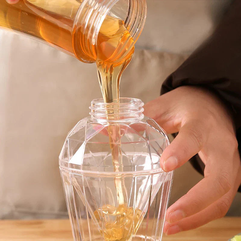 Diamond Style Glass Honey Jar Dispenser