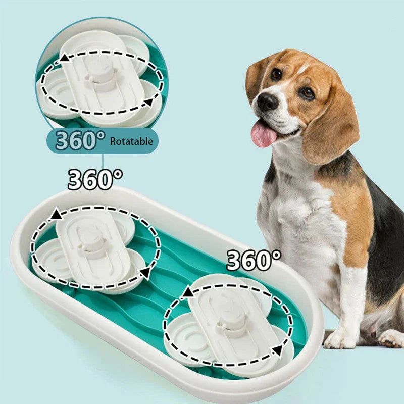 Double Bowl Slow Feeder Pet Dish Dog Cat