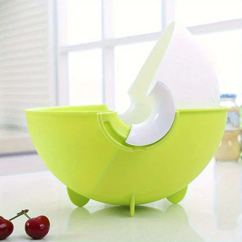 Double Layer Rotating Kitchen Colander Bowl Set