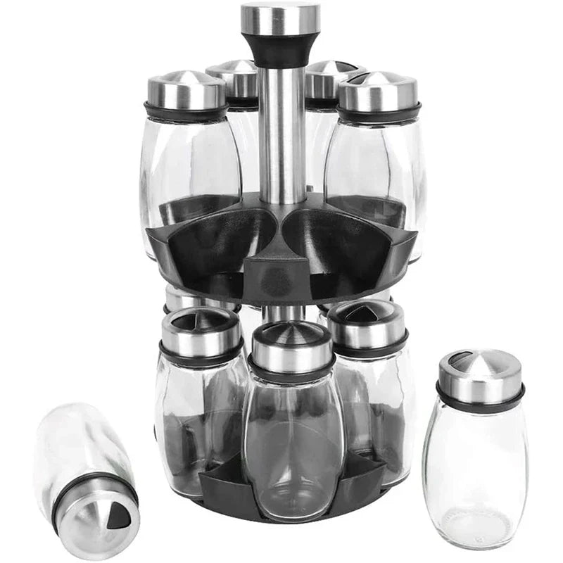 Double Layer Rotating Spice Rack Organizer