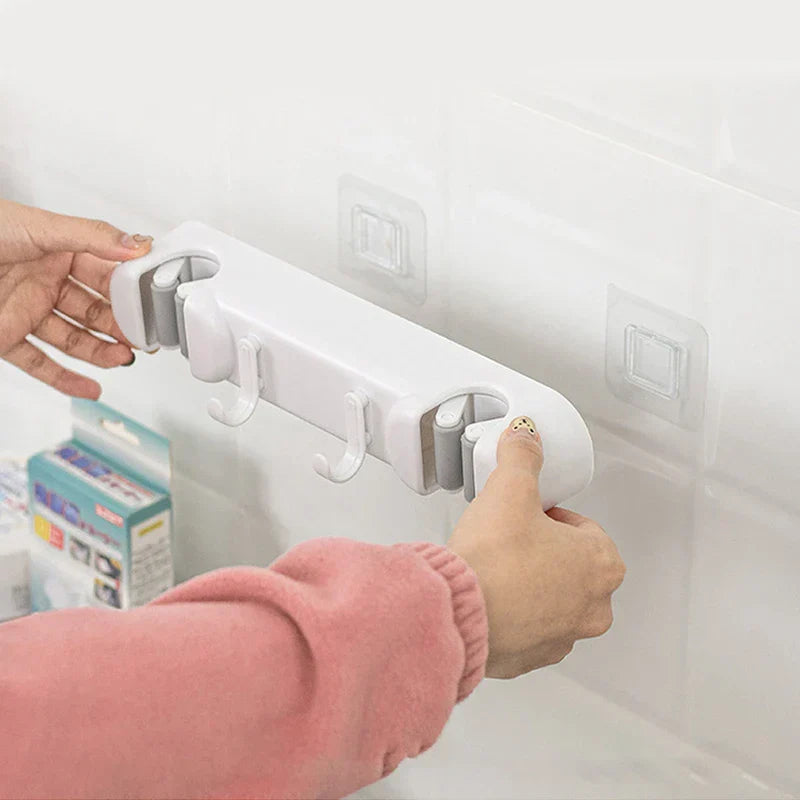 Double Mop Broom Holder With Hook
