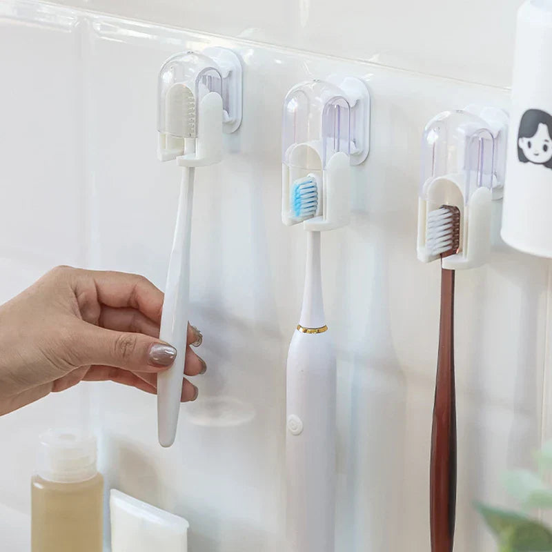 Dustproof Wall Mount Toothbrush Holder With Cover