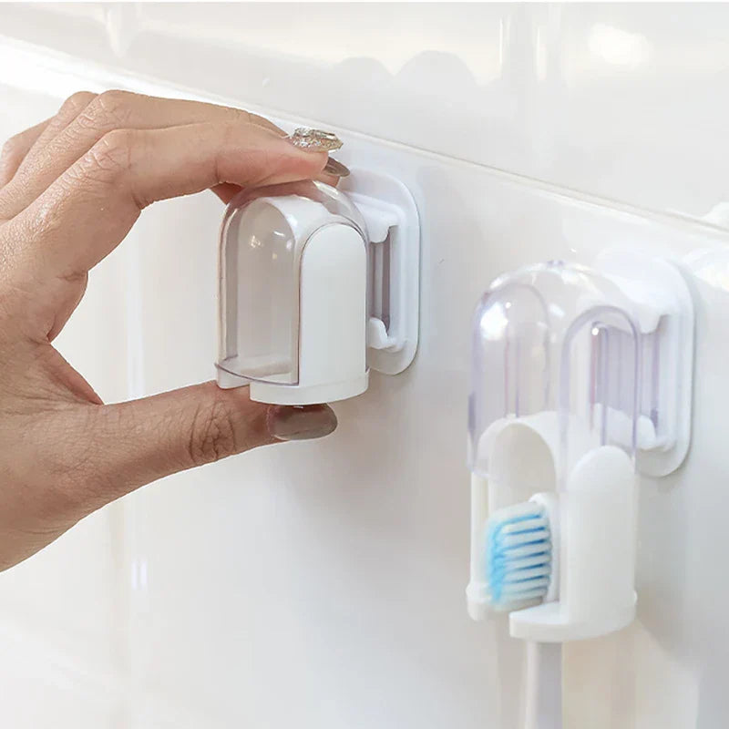Dustproof Wall Mount Toothbrush Holder With Cover