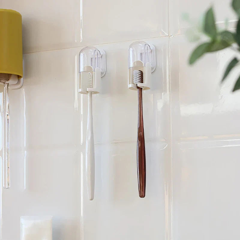 Dustproof Wall Mount Toothbrush Holder With Cover
