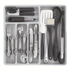 Expandable Bamboo Cutlery Drawer Organizer Tray