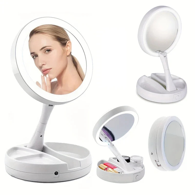 Folding LED Travel Makeup Mirror