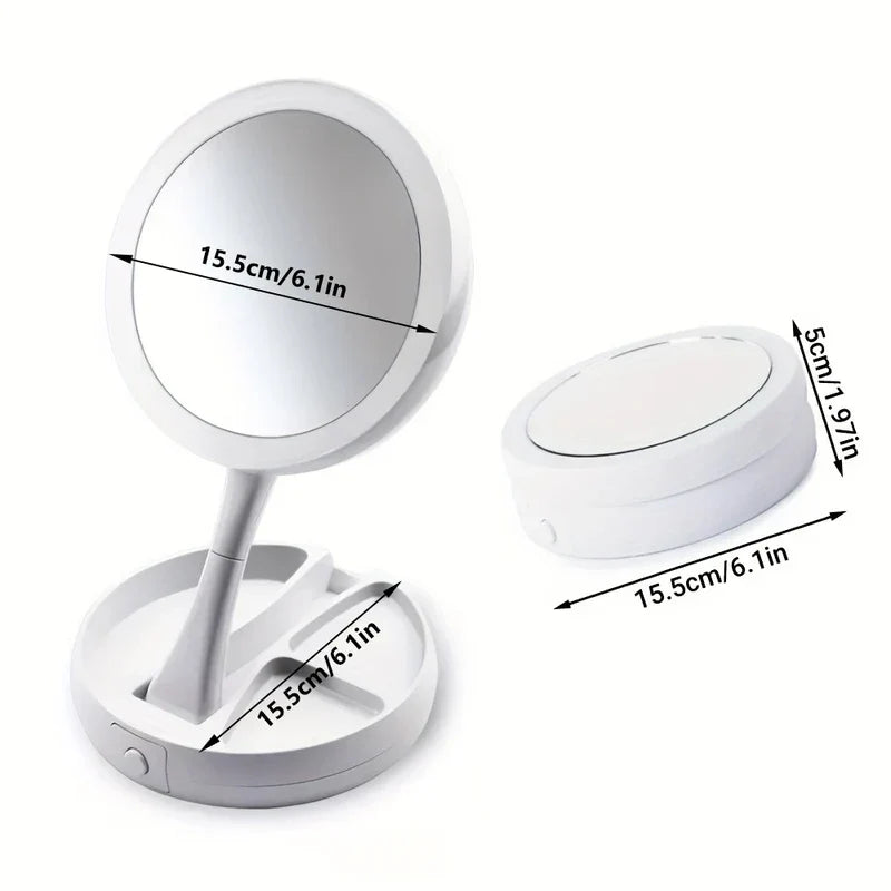 Folding LED Travel Makeup Mirror