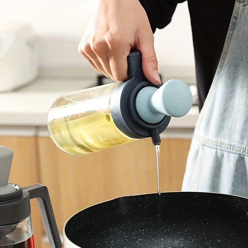 Glass Oil Dispenser Bottle with Silicone Brush