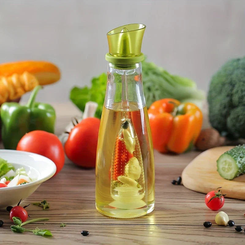 Glass Oil Vinegar Dispenser Bottle Green Top