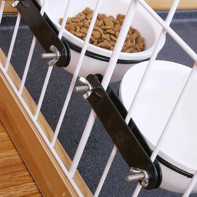 Hanging Crate Pet Bowl Feeder Water Dish