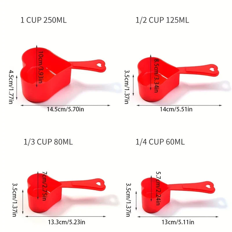 Heart Shaped Measuring Spoons Set (4 Piece)