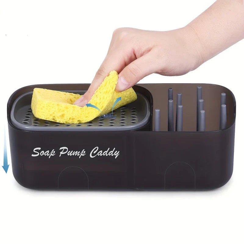 Kitchen Soap Dispenser with Sponge Holder Caddy