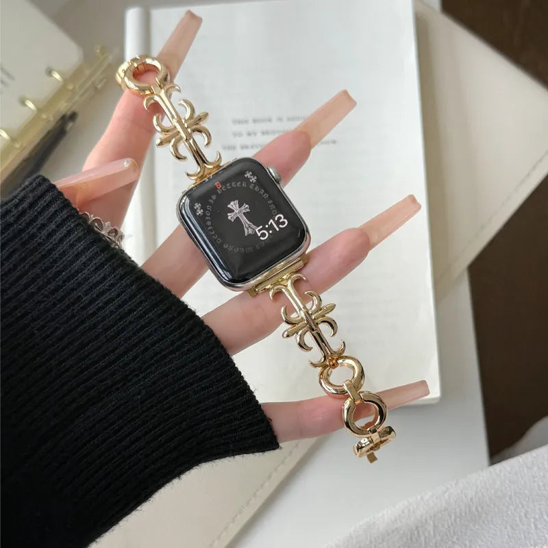 "Rebel's Heart" Gothic Cross Leather Band for Apple Watch New Home Goods