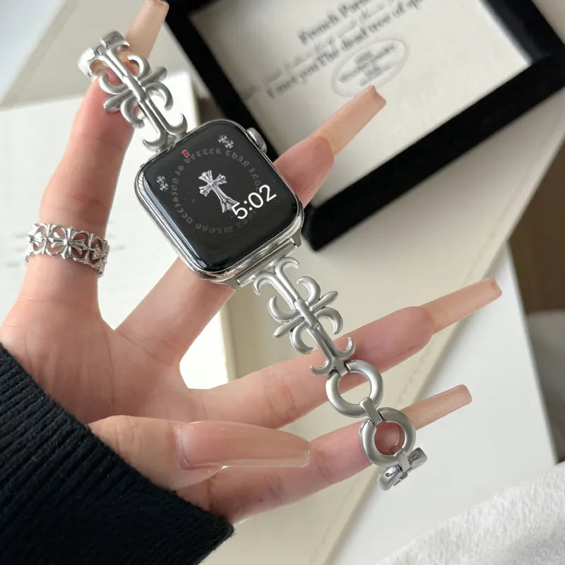 "Rebel's Heart" Gothic Cross Leather Band for Apple Watch New Home Goods