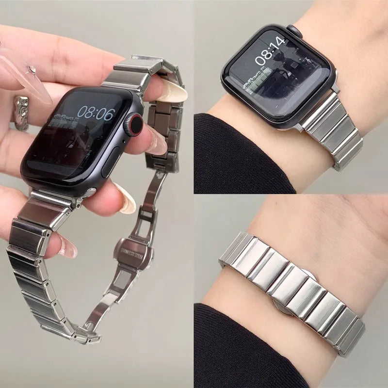 Metro Band: Sleek Minimalist Stainless Steel for Apple Watch New Home Goods