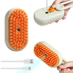 Pet Grooming Steam Spray Brush