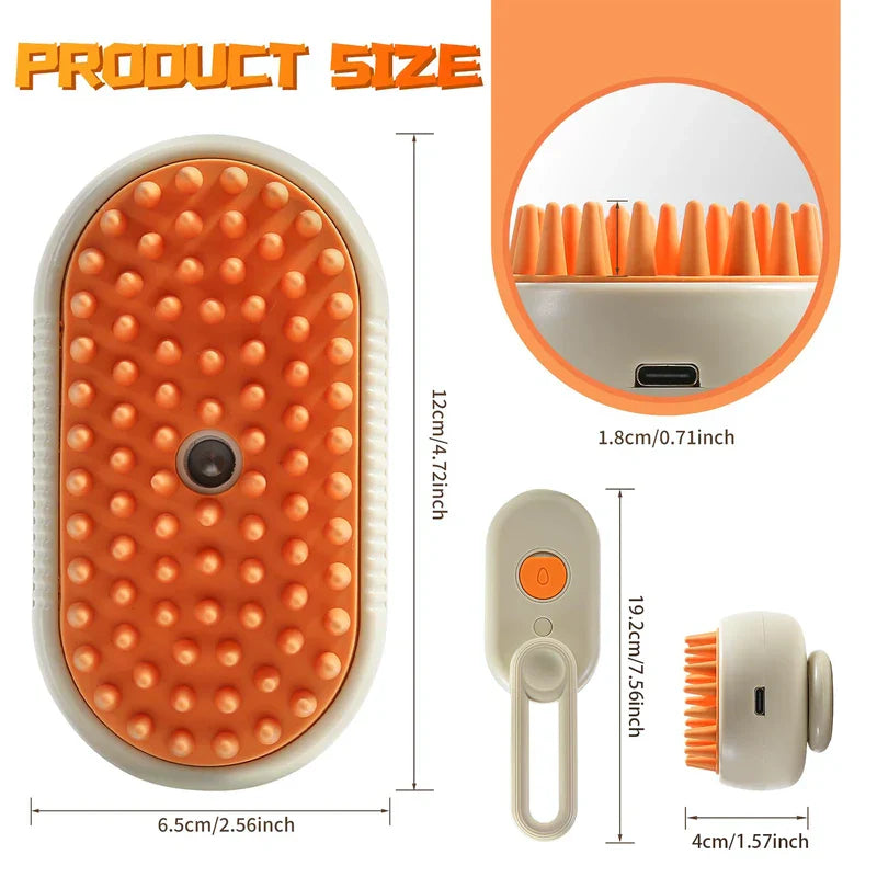 Pet Grooming Steam Spray Brush
