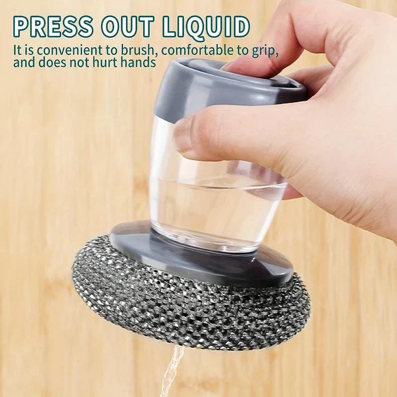 Pot Scrubber Brush with Soap Dispensing Handle