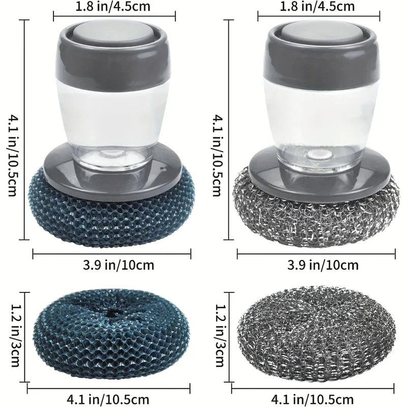 Pot Scrubber Brush with Soap Dispensing Handle